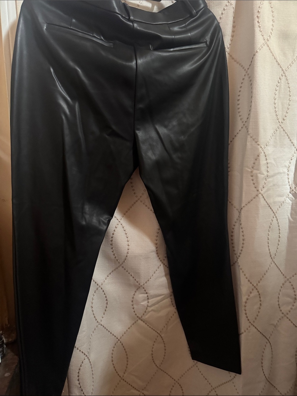 LOFT Black Faux Leather Straight-Leg Pants